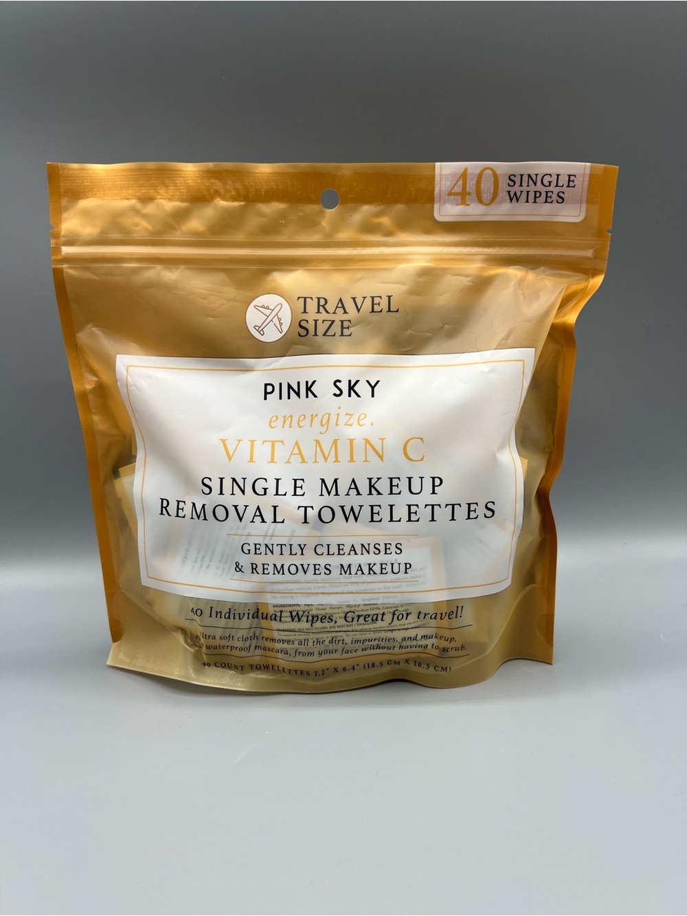 Pink Sky Vitamin C Makeup Remover Wipes 40 Ct Travel Size Individually Wrapped